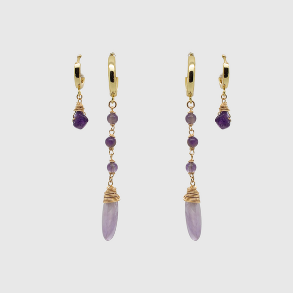 Smooth Amethyst Huggies