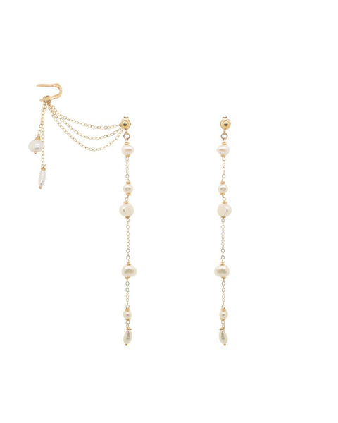 One-Of-A-Kind Falling Pearl Earrings