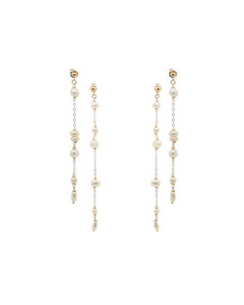 One-Of-A-Kind Falling Pearl Earrings