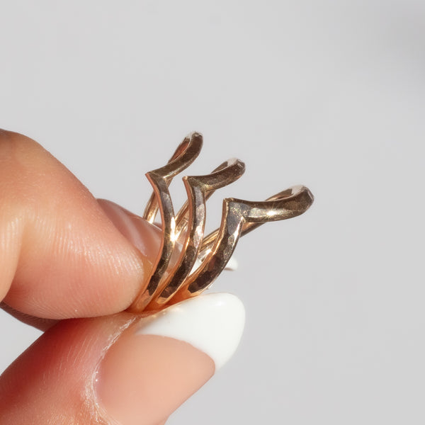 Pointed Hammered Ring - Thick