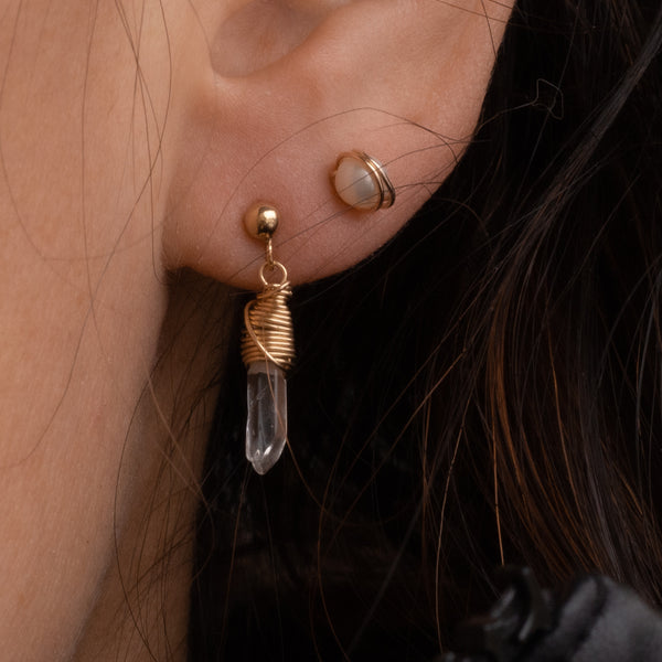 Quartz Charm Studs