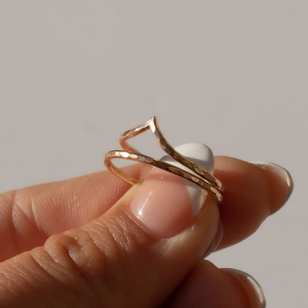 Pointed Hammered Ring - Thin