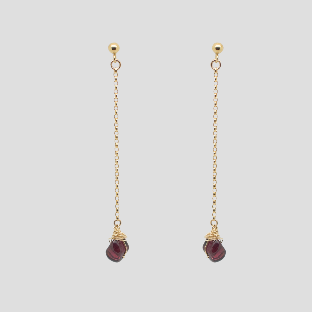 Garnet Drop Earring - Pair