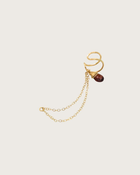 Garnet Chain Ear Cuff