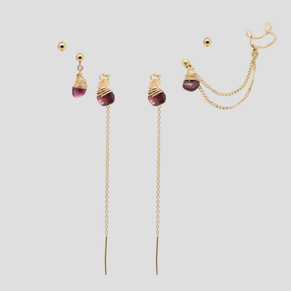 Garnet Earring Set - Threaders