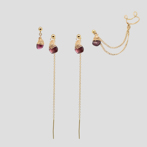 Garnet Chain Ear Cuff