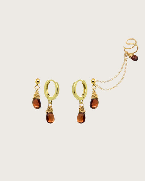 Garnet Chain Ear Cuff