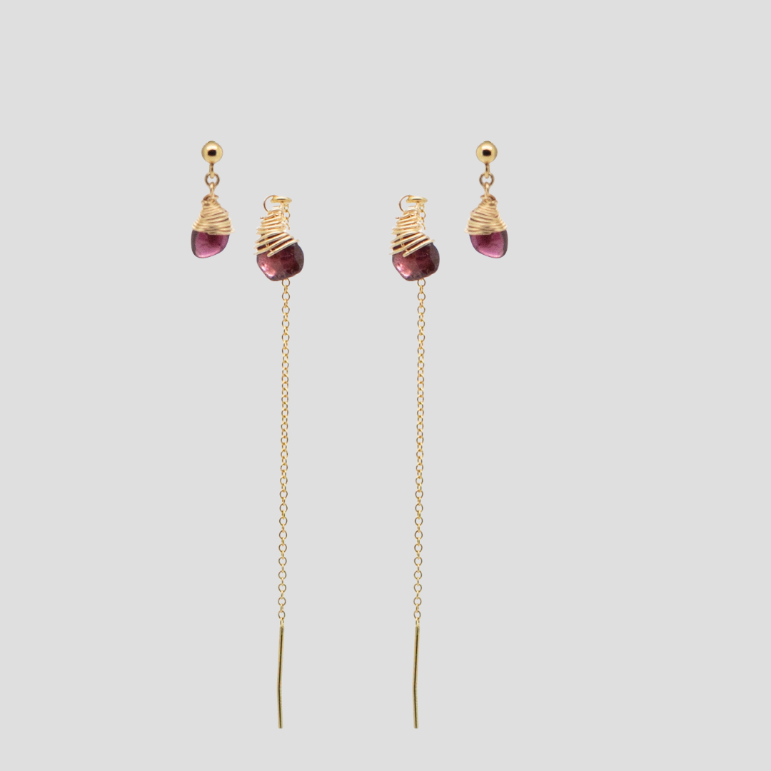 Garnet Earring Set - Threaders